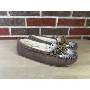 Minnetonka TILIA 40454 Women's NEW Casual Slippers Brown Leather US Size 7